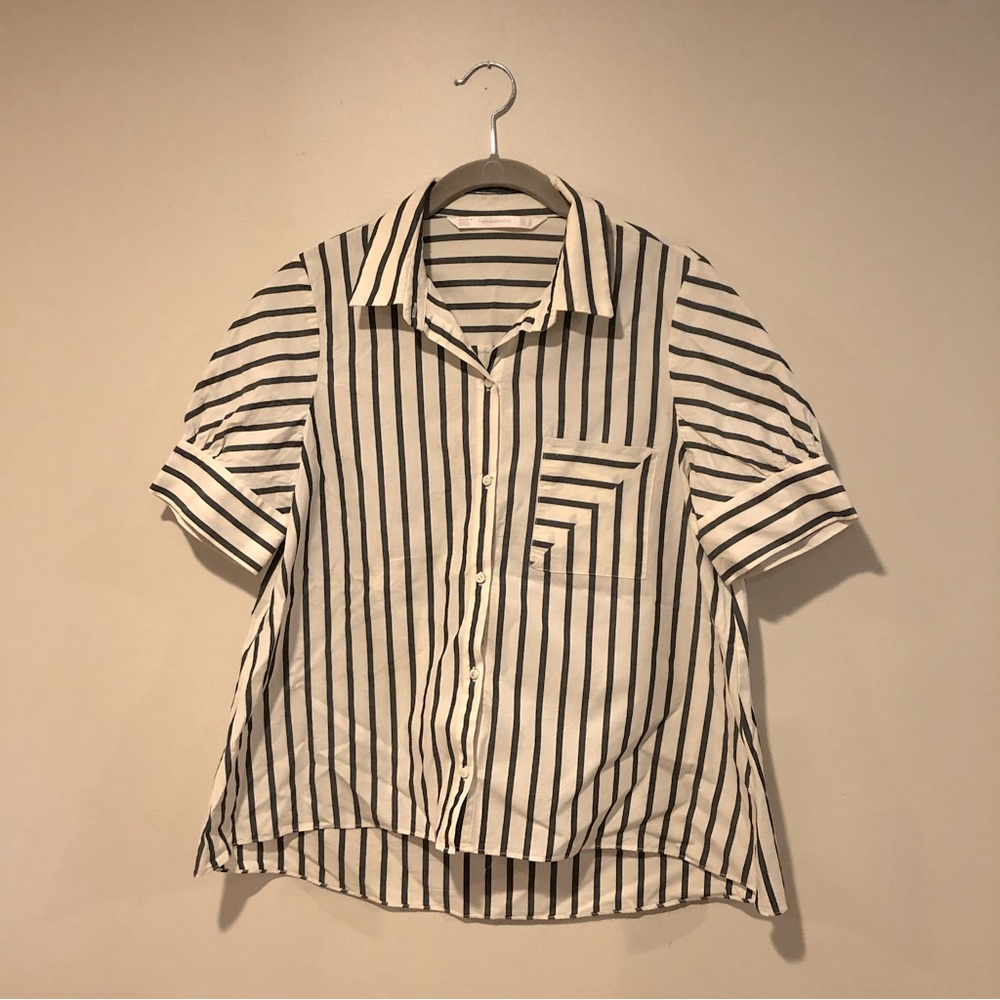 Zara white and black striped button down, M.